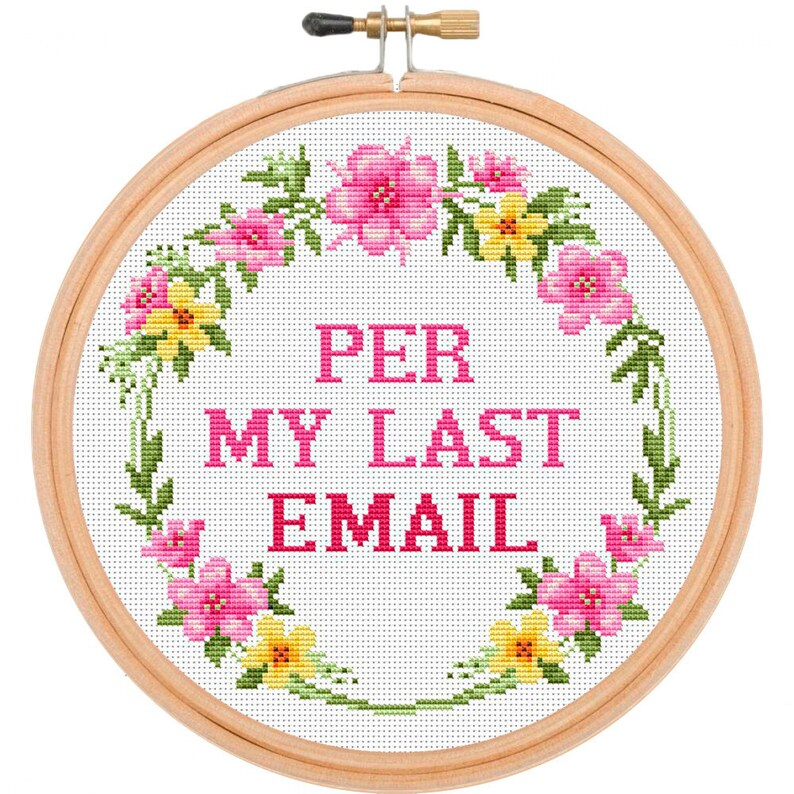 Per My Last Email Funny Cross Stitch PDF Pattern Subversive Etsy - Per My Last Email Cross Stitch Pattern