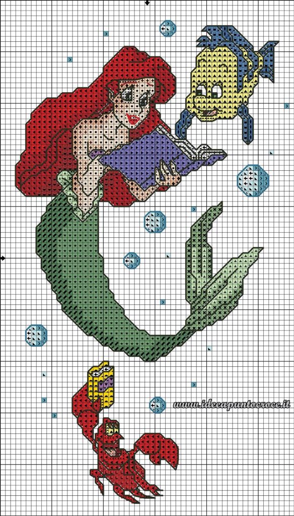 Pin On Princess Cross Stitch - Little Mermaid Cross Stitch Pattern Free