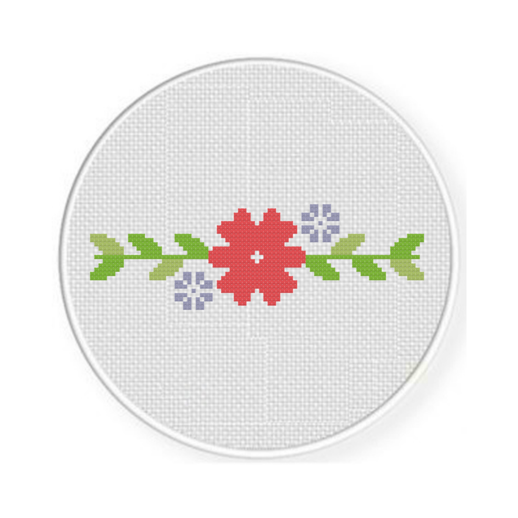Pink Flower Border Cross Stitch Pattern Daily Cross Stitch - Flower Border Cross Stitch Pattern