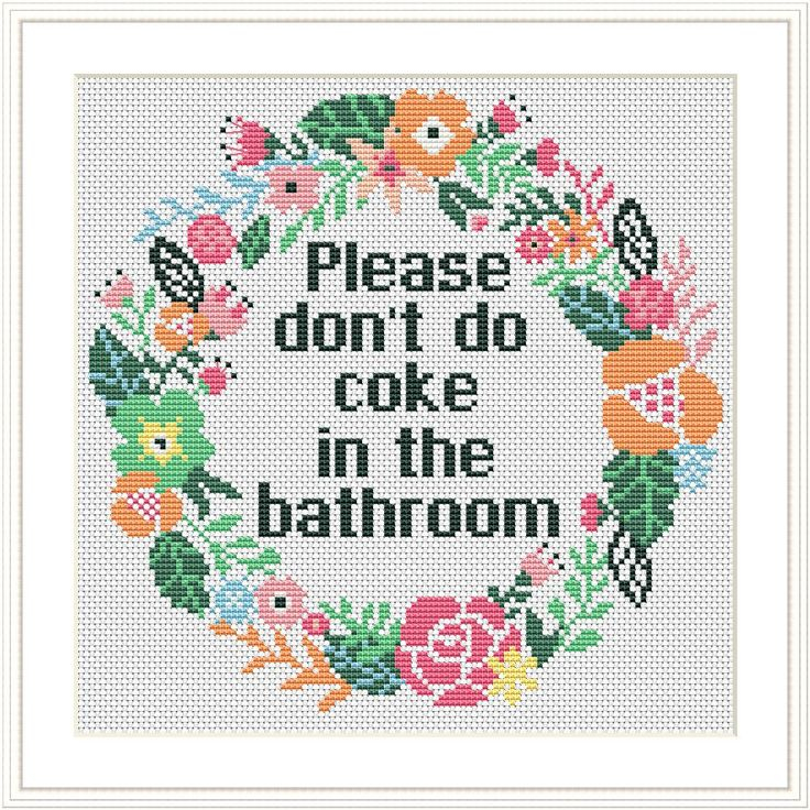 Please Don t Do Coke In The Bathroom Cross Stitch Pattern Etsy  - Please Don't Do Coke In The Bathroom Cross Stitch Pattern