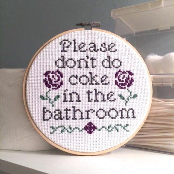Please Dont Do Coke In The Bathroom Cross Stitch Pattern Etsy Cross  - Please Don't Do Coke In The Bathroom Cross Stitch Pattern