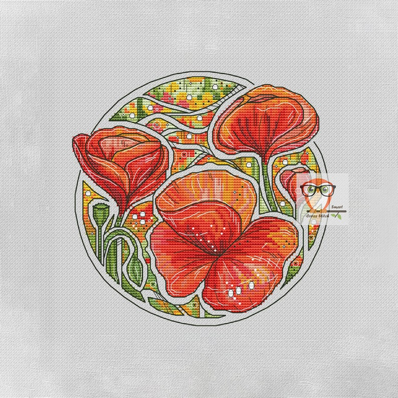 POPPY Cross Stitch Flower Pattern Floral Counted Cross Etsy - Poppy Flower Cross Stitch Pattern