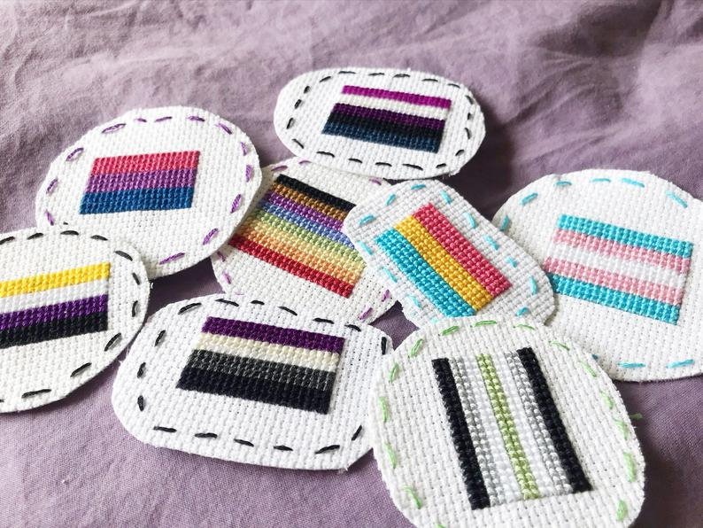 Pride Flag Cross Stitch Patches By Rainbow Dust Portraiture Kei  - Pride Flag Cross Stitch Pattern