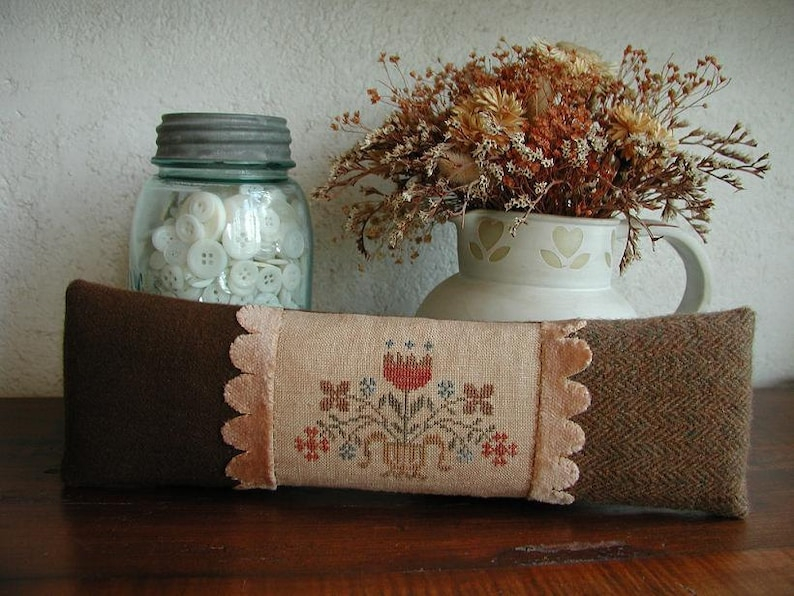 Primitive Cross Stitch Sampler Needleroll Pattern Autumn Etsy - Primitive Cross Stitch Sampler Patterns