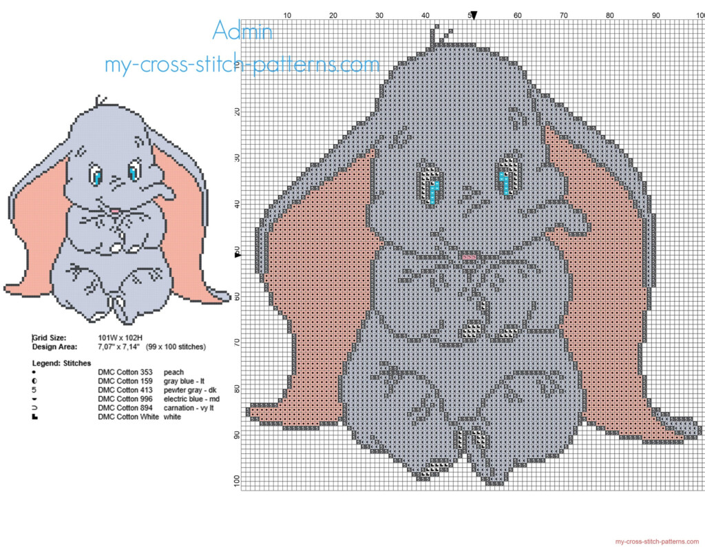 Printable Dumbo Cross Stitch Patterns - Dumbo Cross Stitch Pattern Free