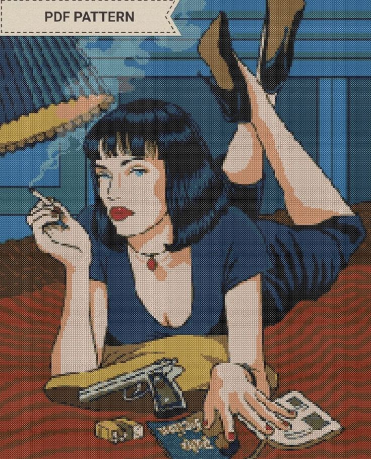 Pulp Fiction Cross Stitch Pattern Movie Cross Stitch Pattern Mia  - Pulp Fiction Cross Stitch Pattern