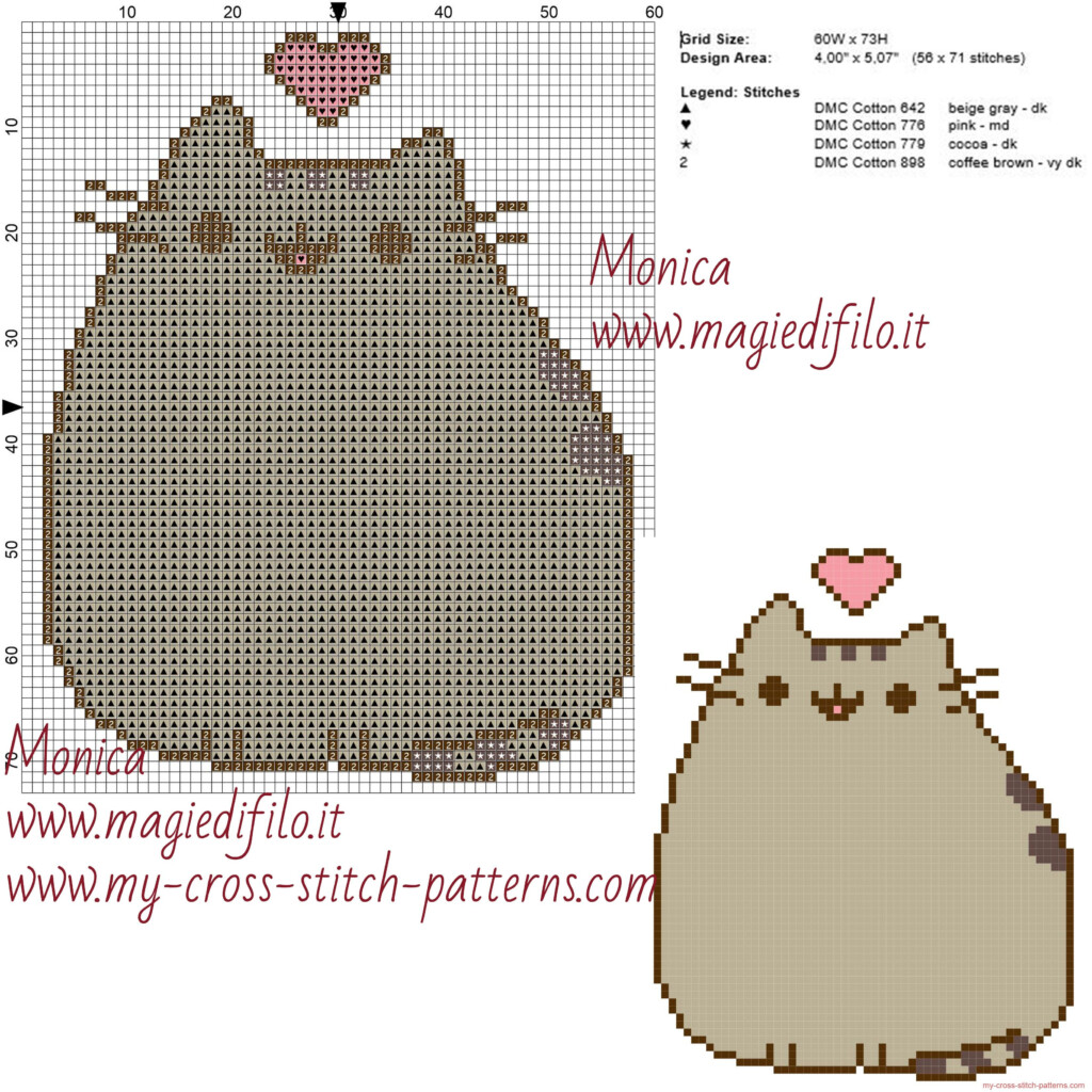 Pusheen Cross Stitch Pattern Cat Cross Stitch Pattern Beaded Cross  - Pusheen Cross Stitch Pattern Free