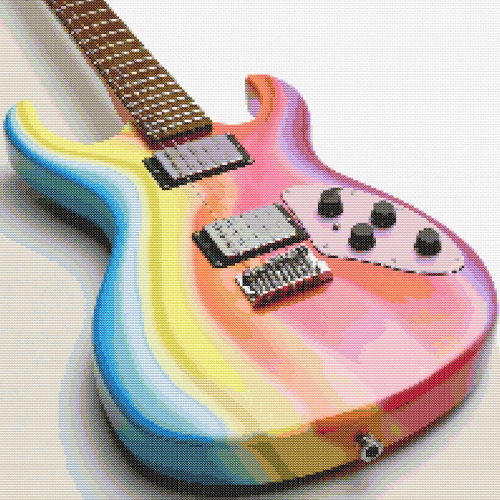 Rainbow Electric Guitar Cross stitch Pattern Digital Download Etsy - Electric Guitar Cross Stitch Pattern
