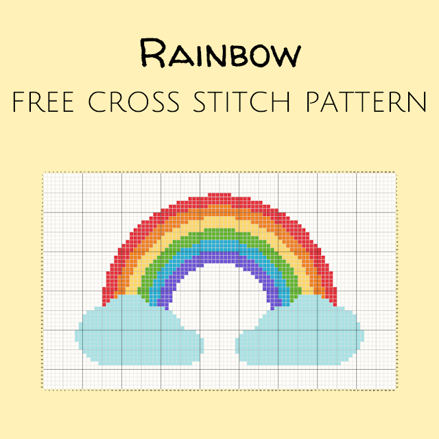 Rainbow Free Cross Stitch Pattern - Small Rainbow Cross Stitch Pattern Free