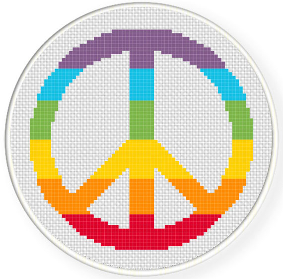Rainbow Peace Cross Stitch Pattern Daily Cross Stitch - Cross Stitch Peace Sign Pattern