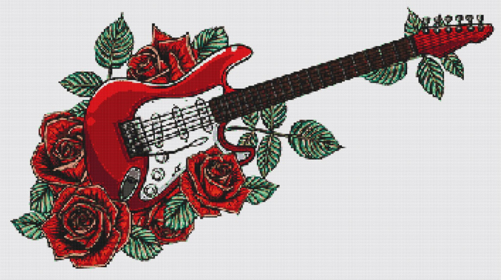 Red Electric Guitar Cross Stitch Pattern 1 Instant PDF Etsy - Electric Guitar Cross Stitch Pattern