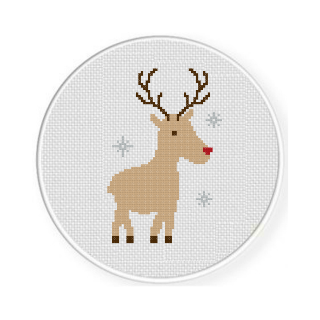 Red Nosed Reindeer Cross Stitch Pattern Daily Cross Stitch - Free Cross Stitch Reindeer Pattern