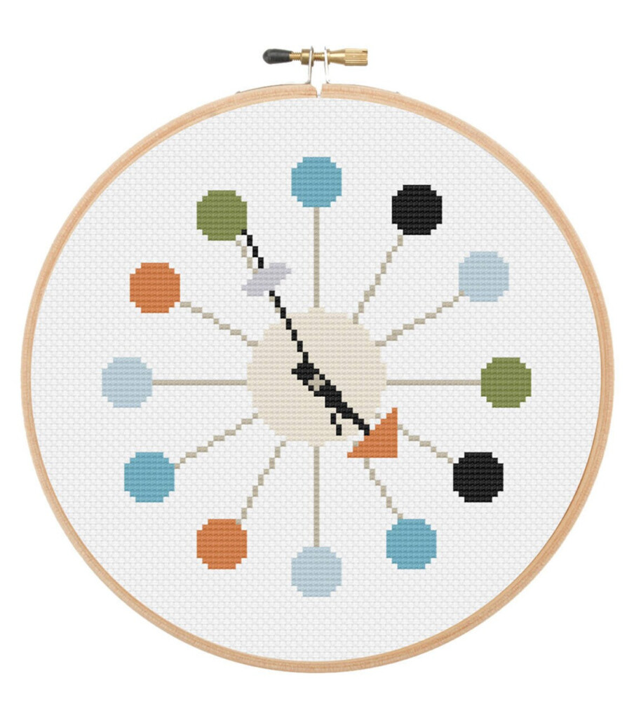 Retro Clock Cross Stitch Pattern Etsy - Cross Stitch Wall Clock Pattern