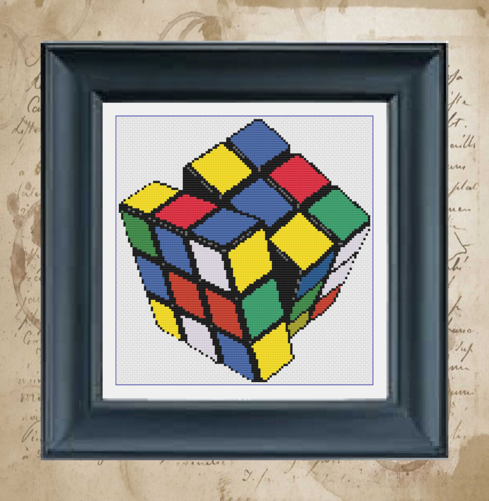 Rubik s Cube Cross Stitch Rubik s Cube To Embroider Vintage Cross  - Rubik's Cube Cross Stitch Pattern
