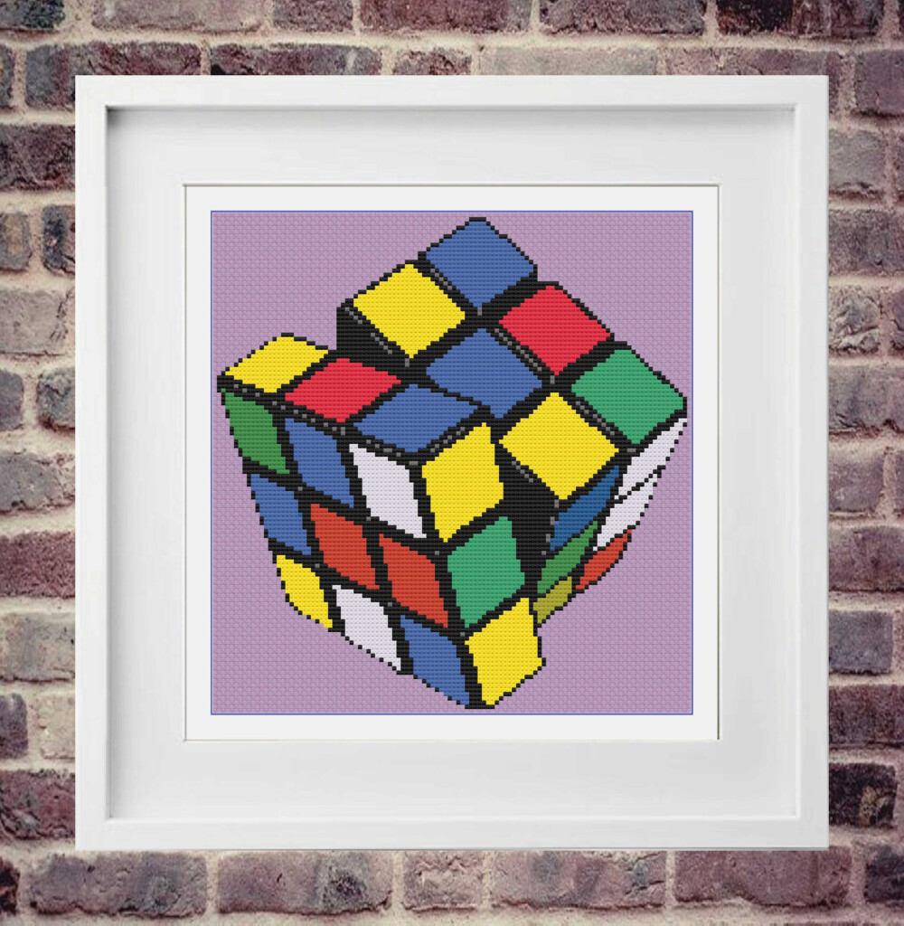 Rubik s Cube Cross Stitch Rubik s Cube To Embroider Vintage Cross  - Rubik's Cube Cross Stitch Pattern