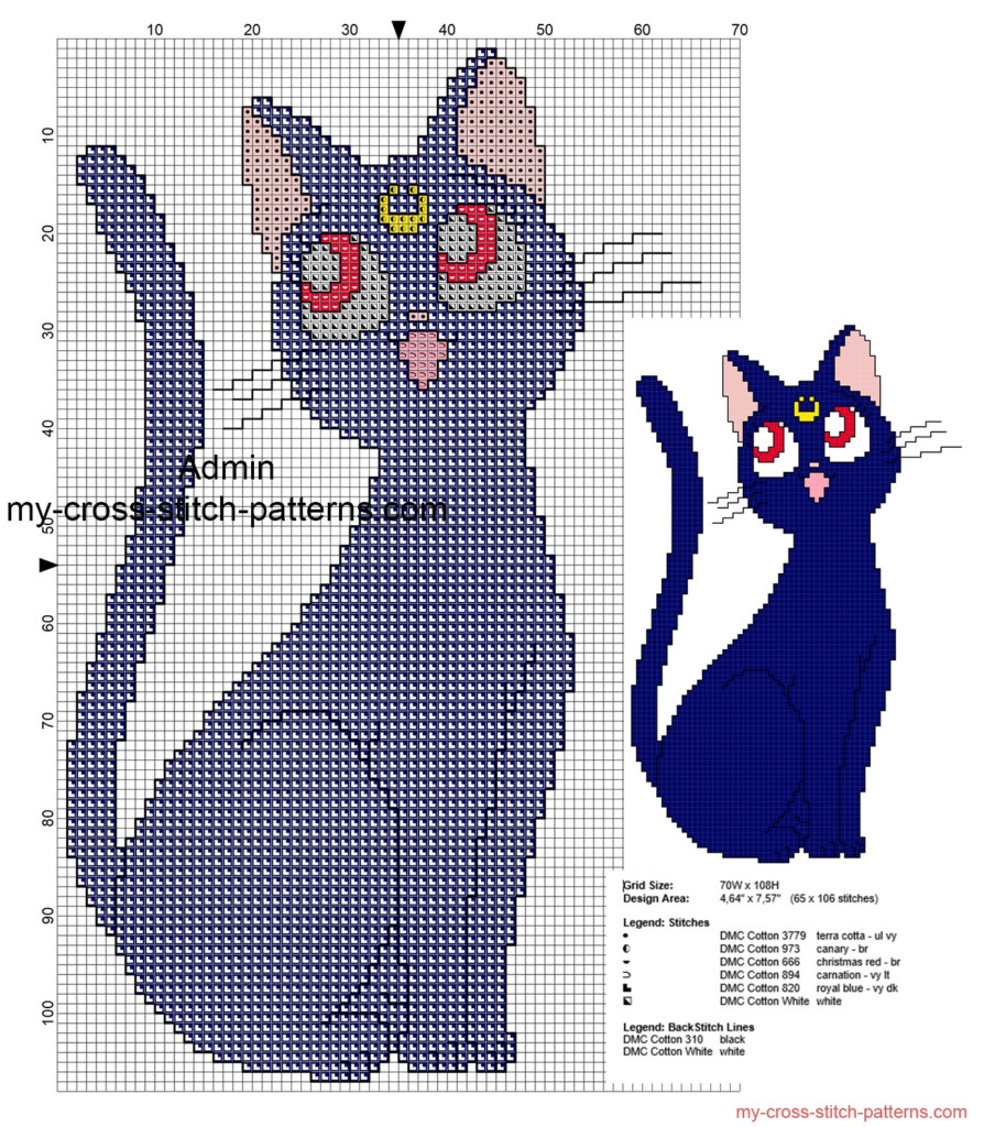 Sailor Moon Luna Cat Free Cross Stitch Pattern Free Cross Stitch  - Sun And Moon Cross Stitch Patterns