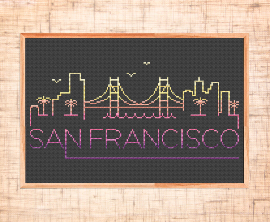 San Francisco Cross Stitch Pattern Easy Cross Stitch Modern Etsy - San Francisco Cross Stitch Patterns
