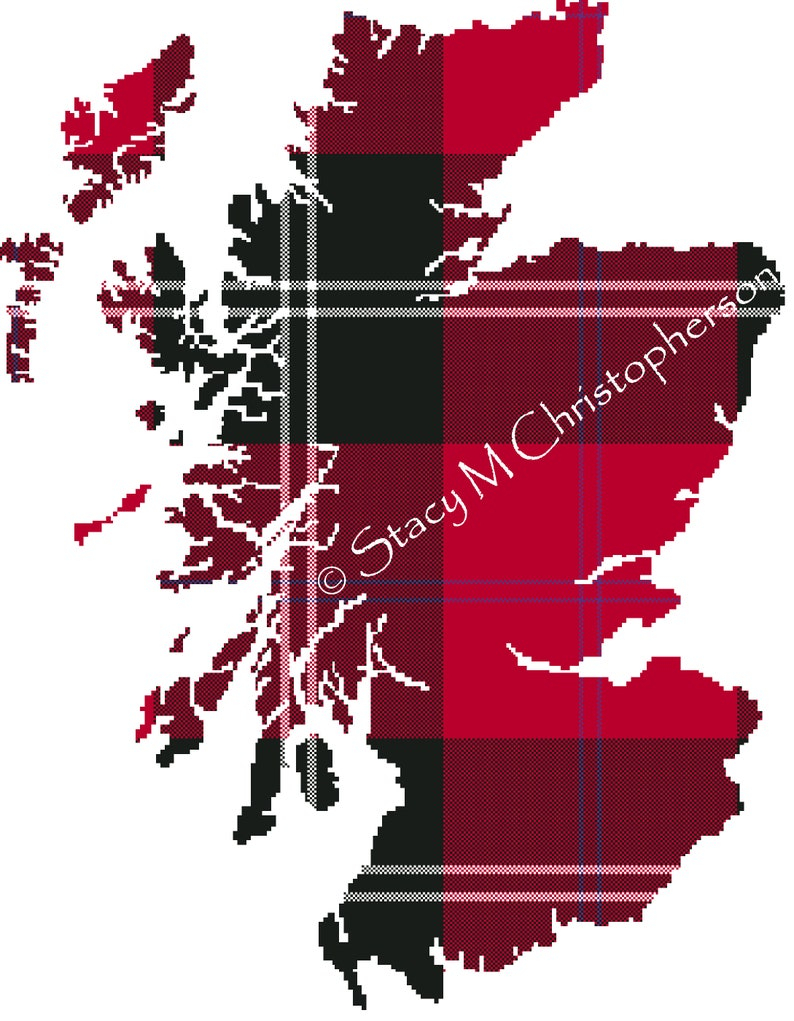 Scottish Tartan Cross Stitch Pattern Scotland Map Etsy - Easy Scottish Cross Stitch Patterns