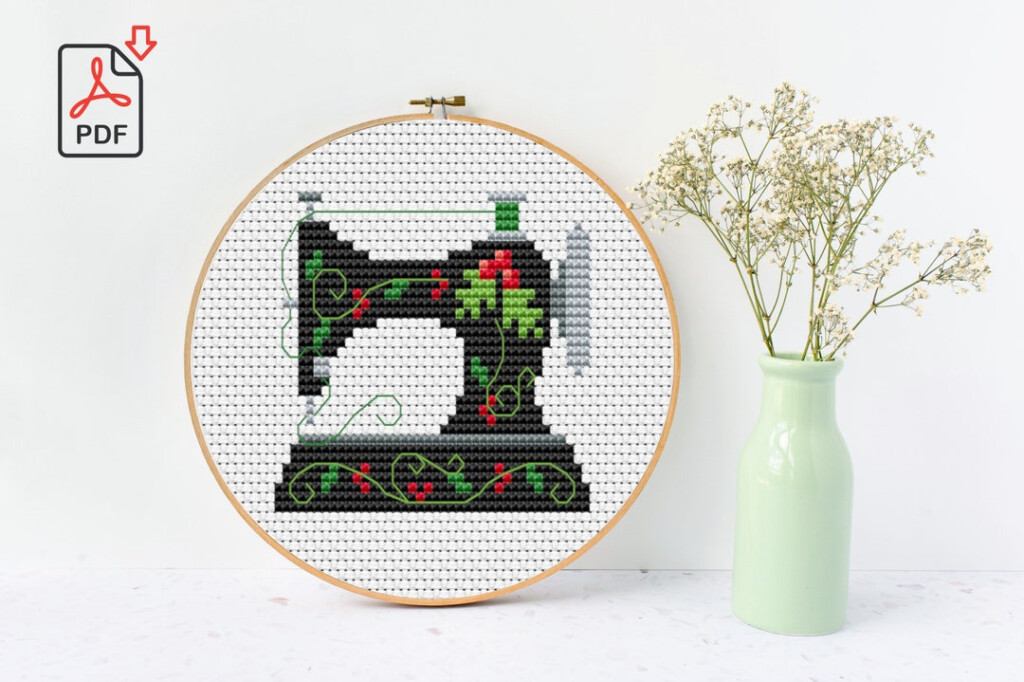 Sewing Machine Cross Stitch Pattern Floral Cross Stitch Machine Cross  - Singer Sewing Machine Cross Stitch Pattern