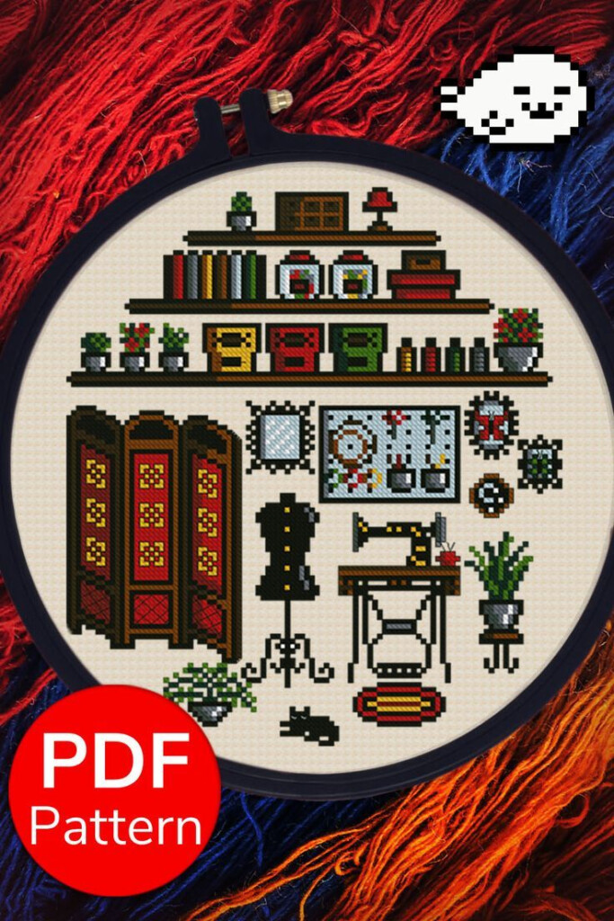 Sewing Room Craft Room Cross Stitch Pattern Cross Stitch Patterns  - Craft Room Cross Stitch Pattern
