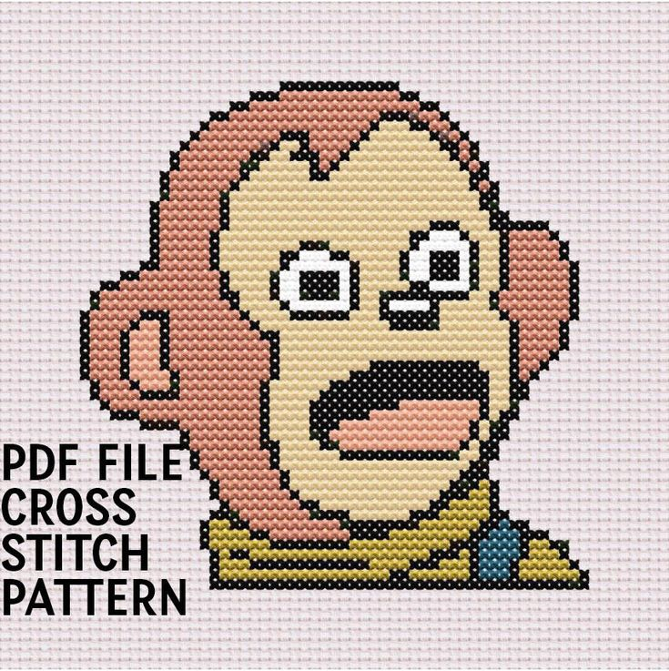 Shocked Monkey Puppet Meme Cross Stitch Pattern PDF ONLY Embroidery  - This Is Fine Meme Cross Stitch Pattern