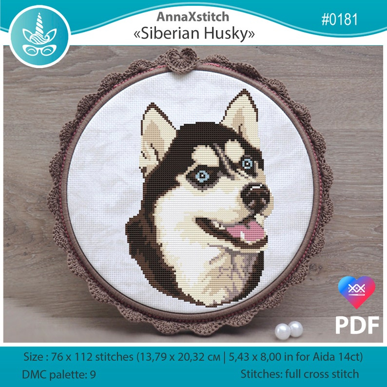 Siberian Husky Dog Cross Stitch Pattern Pdf Modern Pet Etsy Canada - Siberian Husky Cross Stitch Pattern