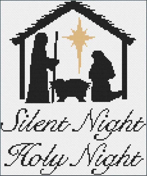Silent Night Holy Night Nativity Christmas Cross Stitch Etsy  - All Through The Night Cross Stitch Patterns