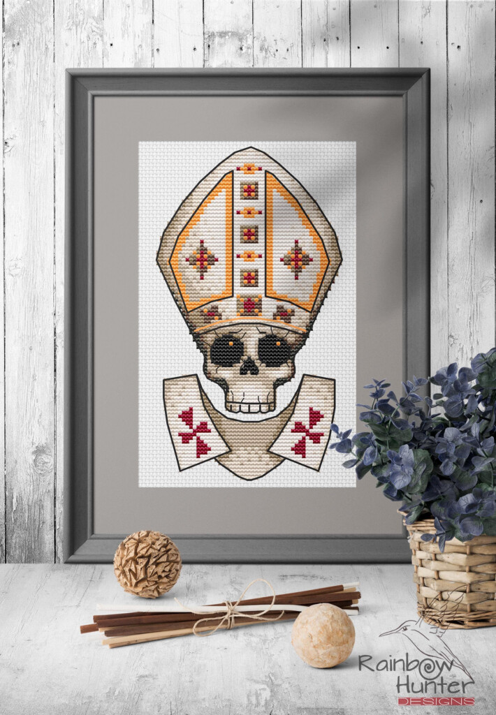 Skull In Tiara Cross Stitch Pattern PDF Gothic Cross Stitch Roman  - Gothic Skull Cross Stitch Pattern