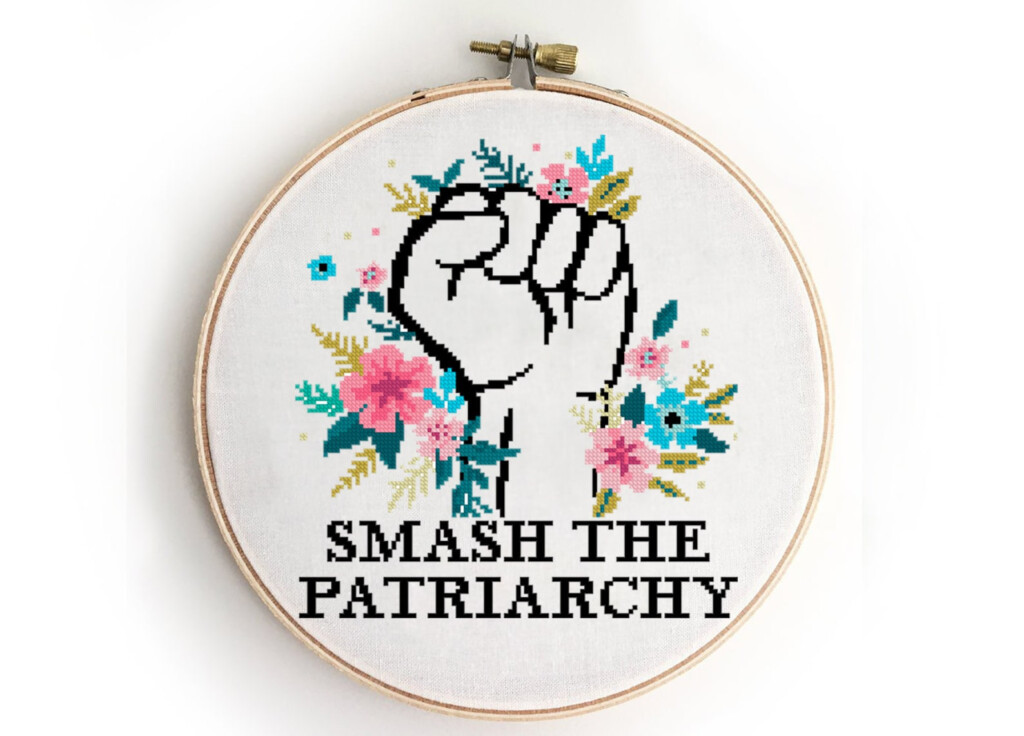 Smash The Patriarchy Counted Cross Stitch Pattern Flowers Etsy - Smash The Patriarchy Cross Stitch Pattern