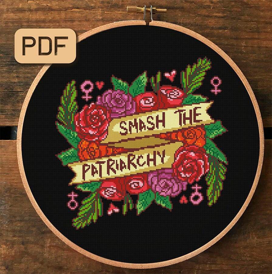 Smash The Patriarchy Cross Stitch Pattern Feminist Needlepoint Etsy - Smash The Patriarchy Cross Stitch Pattern