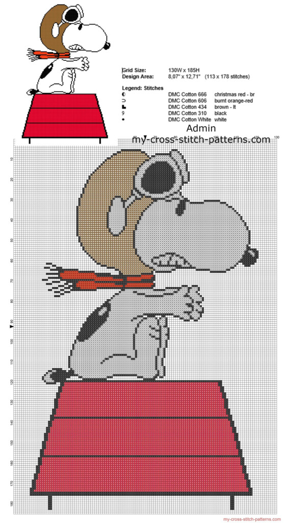 Snoopy Aviator Free Big Cross Stitch Pattern Baby Blanket Idea Cross  - Printable Snoopy Cross Stitch Pattern Free