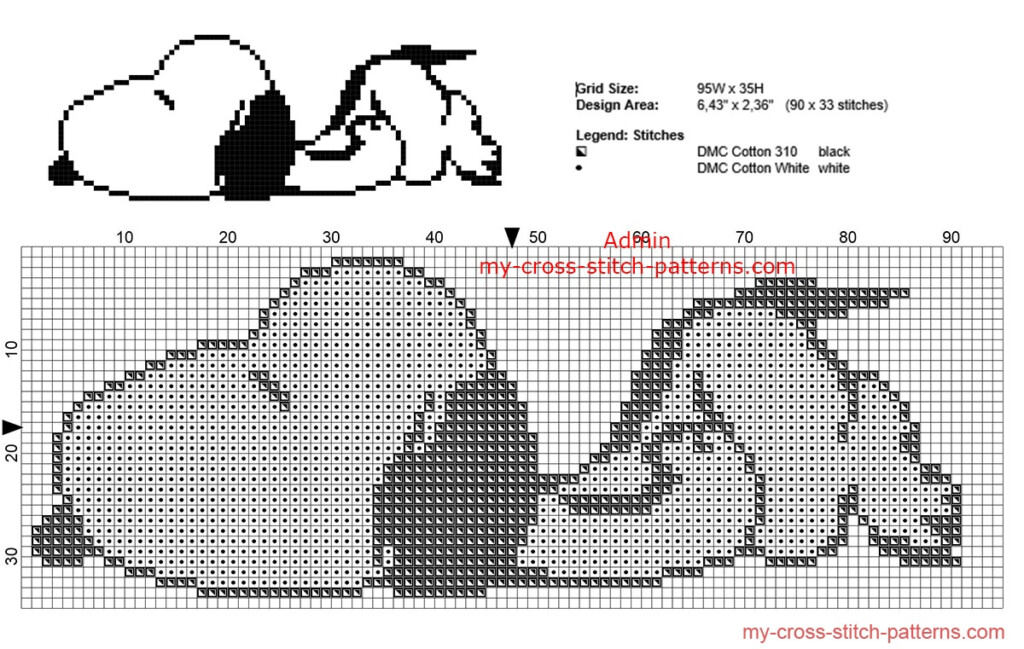 Snoopy Sleeping Free Peanuts Cross Stitch Pattern Small Size Free  - Free Peanuts Cross Stitch Patterns