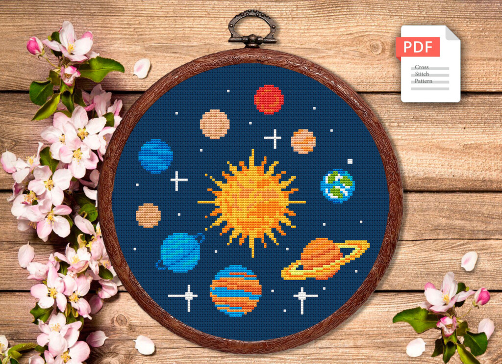 Solar System Cross Stitch Pattern Planets Cross Stitch Patt Inspire  - Solar System Cross Stitch Patterns