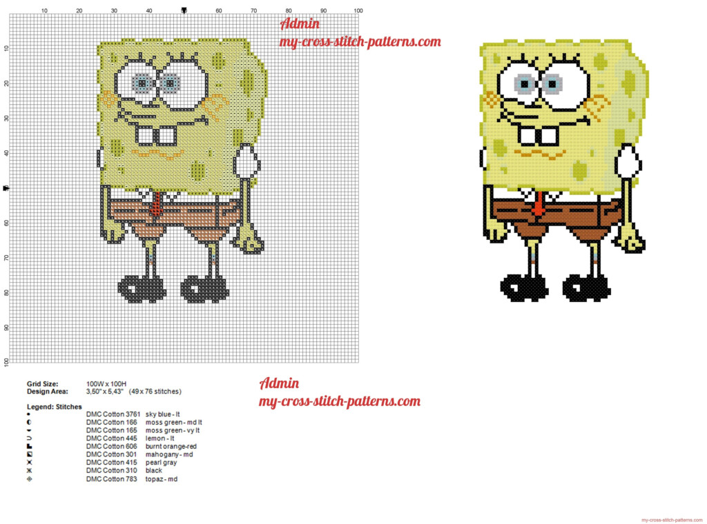 Spongebob Squarepants Cross Stitch Pattern Free Cross Stitch Patterns  - Spongebob Squarepants Cross Stitch Pattern