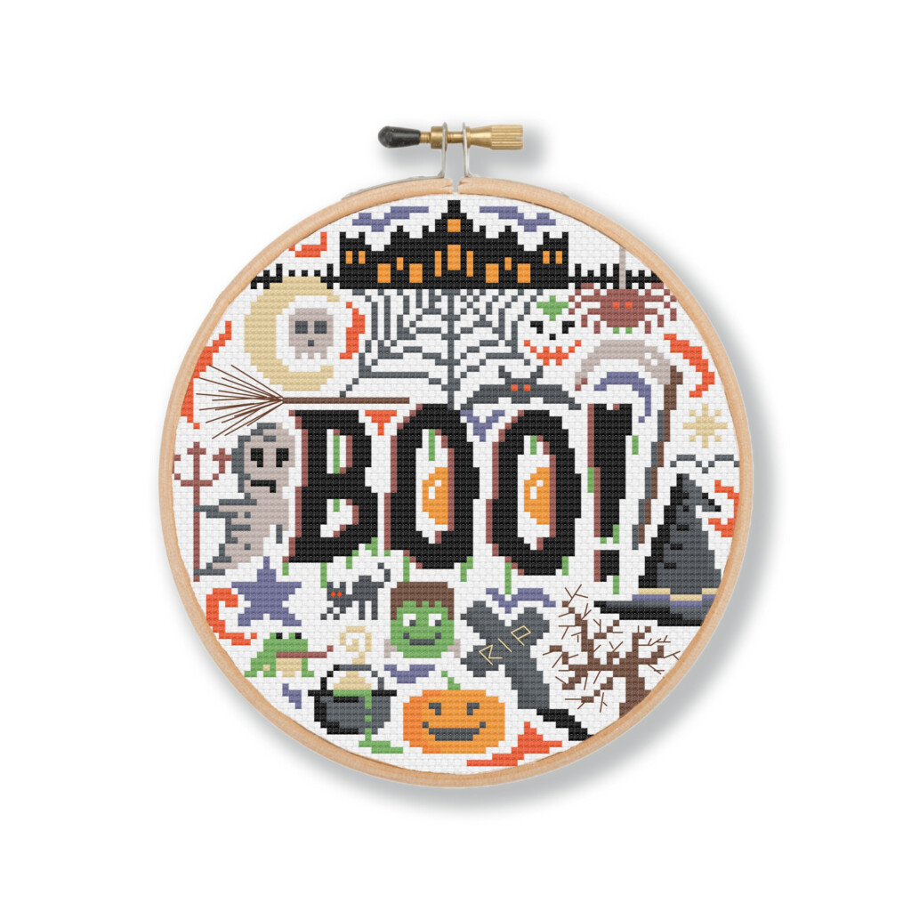 Spooky Cross Stitch Boo Cross Stitch Pattern Halloween Etsy - Free Cross Stitch Spooky Patterns