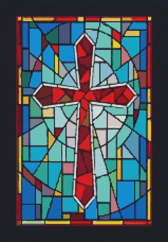 STAIN GLASS Window Cross Counted Cross Stitch PDF Pattern Etsy - Stained Glass Window Cross Stitch Patterns