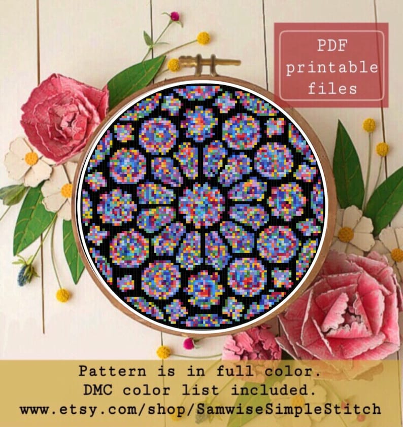 Stained Glass Cross Stitch Pattern Instant Download PDF Etsy - Stained Glass Cross Stitch Patterns