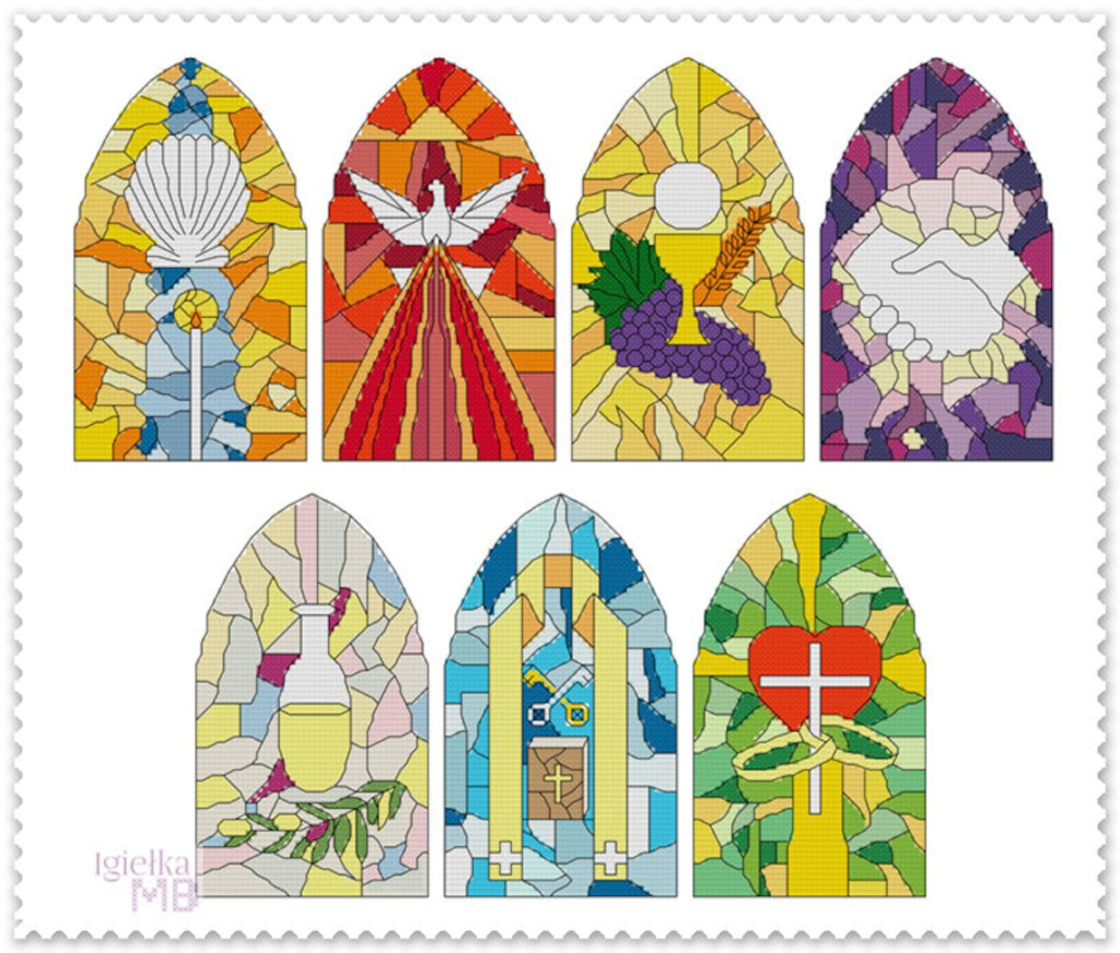 Stained Glass Windows Cross Stitch Chart PDF Pattern Church Etsy - Stained Glass Window Cross Stitch Patterns
