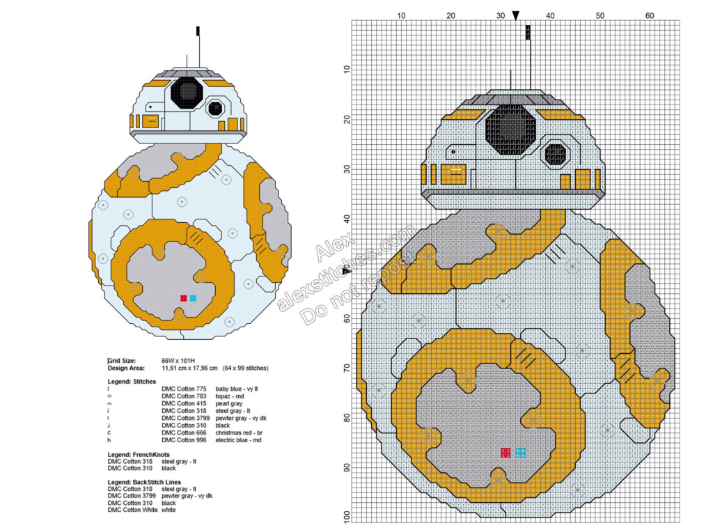 Star Wars BB 8 Free Cross Stitch Pattern 64x99 Star Trek Cross Stitch  - Free Printable Star Wars Cross Stitch Patterns