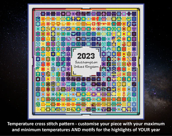 Stitch Your Year In Temperatures Cross Stitch Pattern Maximum And Mi  - Heart And Hand Free Cross Stitch Patterns