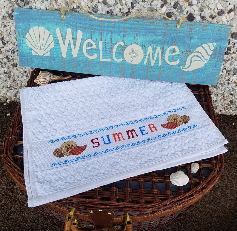 Summer Hand Towel Cross stitch Pattern PDF Download Etsy - Hand Towel Cross Stitch Patterns