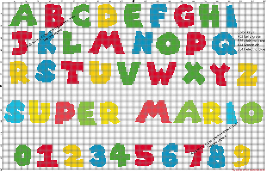 Super Mario Bros Free Videogames Cross Stitch Alphabet Pattern Free  - Super Smash Bros Cross Stitch Pattern