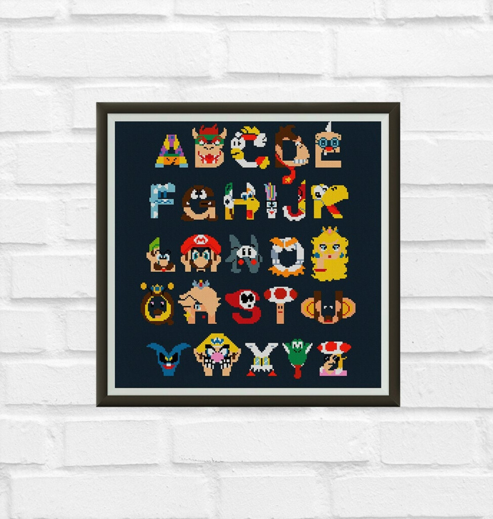 Super Mario Cross Stitch Pattern ABC Alphabet School Etsy - Super Mario Cross Stitch Pattern