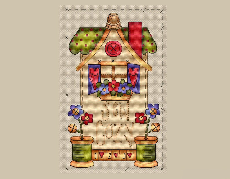 Sweet Home Cross Stitch Pattern Cute House Etsy - Pokemon Home Sweet Home Cross Stitch Pattern