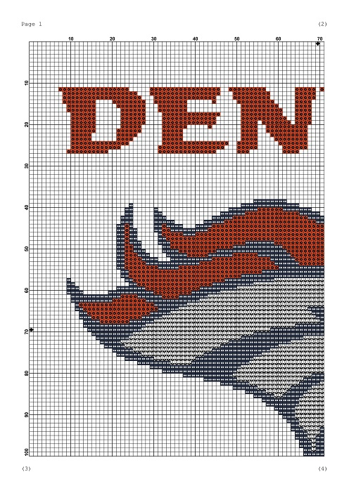 Tango Stitch Easy Cross Stitch Designs Denver Broncos Cross Stitch - Denver Broncos Cross Stitch Pattern