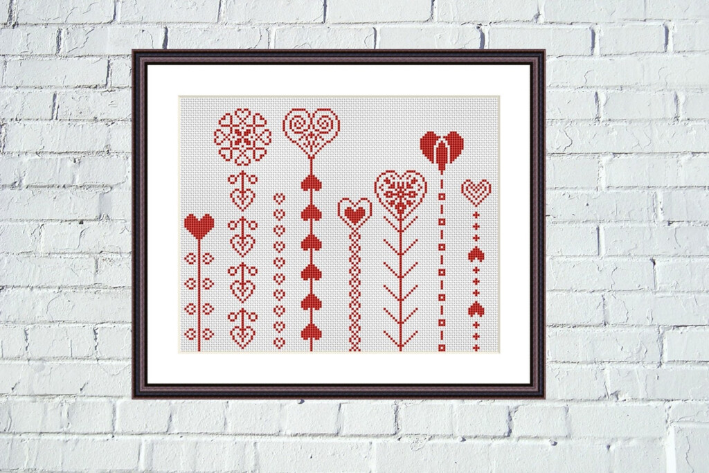 Tango Stitch Easy Cross Stitch Designs Hearts Romantic Ornament Cross  - Easy Romantic Cross Stitch Patterns