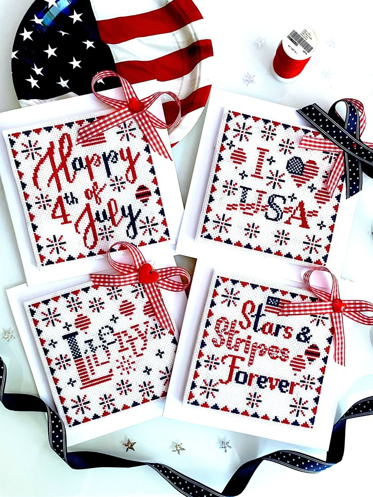 The 4th Of July Cross Stitch Patterns PDF Set Of 4 USA Pat Inspire  - Free 4th Of July Cross Stitch Patterns