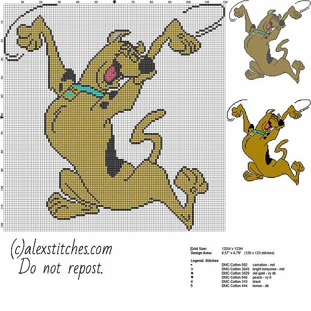 The Cross Stitch Pattern Shows An Image Of A Cartoon Dog - Scooby Doo Cross Stitch Patterns Free
