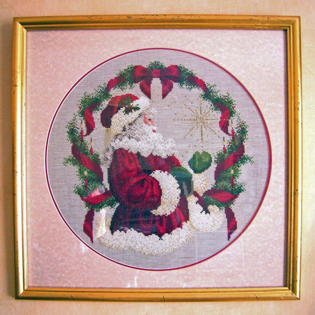 The Spirit Of Christmas Lavender And Lace Cross Stitch Cat Cross  - Lavender And Lace Santa Cross Stitch Patterns