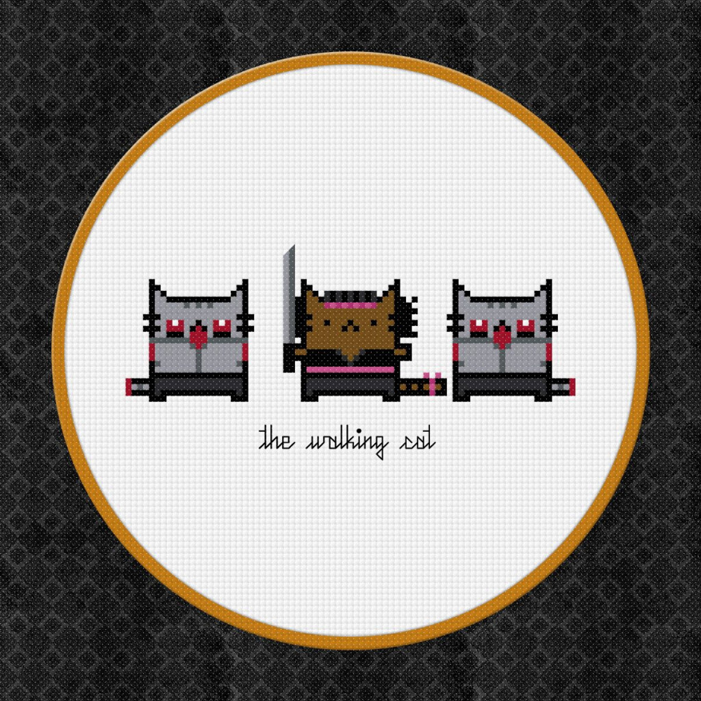 The Walking Cat The Walking Dead PixelPower Amazing Cross Stitch  - Walking Dead Cross Stitch Patterns